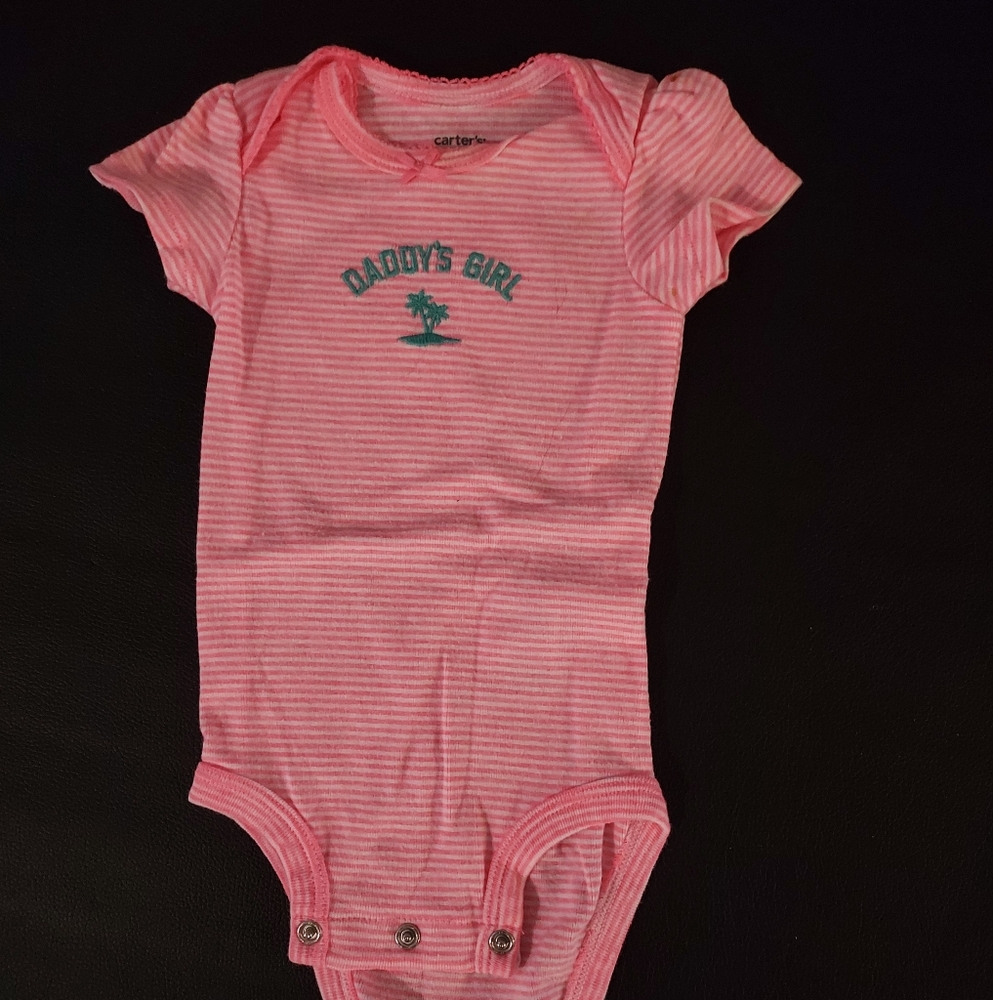 Carter's Pink Striped Baby Onesie - Daddy's Girl